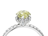 White gold Fancy Yellow Marquise Cut Diamond Solitaire Ring with Four-Prong Setting and Pavé Band_7