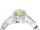 White gold Fancy Yellow Marquise Cut Diamond Solitaire Ring with Four-Prong Setting and Twisted Pavé Band_21