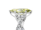 White gold Fancy Yellow Marquise Cut Diamond Solitaire Ring with Four-Prong Setting and Twisted Pavé Band_22