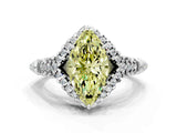 White gold Fancy Yellow Marquise Cut Diamond Solitaire Ring with Hidden Halo and Pavé Band_39