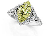 White gold Fancy Yellow Marquise Cut Diamond Solitaire Ring with Hidden Halo and Pavé Band_40