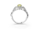 White gold Fancy Yellow Marquise Cut Diamond Solitaire Ring with Hidden Halo and Pavé Band_42