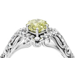 White gold Fancy Yellow Marquise Cut Diamond Solitaire Ring with Hidden Halo and Pavé Band_43