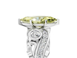White gold Fancy Yellow Marquise Cut Diamond Solitaire Ring with Milgrain Pavé Band and Four-Prong Setting_58