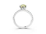 White gold Fancy Yellow Marquise Cut Diamond Solitaire Ring with Pavé Band and Four-Prong Setting_32