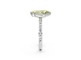 White gold Fancy Yellow Marquise Cut Diamond Solitaire Ring with Pavé Band and Hidden Halo_34