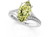 White gold Fancy Yellow Marquise Cut Diamond Solitaire Ring with Pavé Band and Prong Setting_13