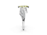White gold Fancy Yellow Marquise Cut Diamond Solitaire Ring with Prong Setting and Twisted Pavé Band_14