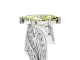 White gold Fancy Yellow Marquise Cut Diamond Solitaire Ring with Prong Setting and Twisted Pavé Band_17
