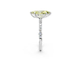 White gold Fancy Yellow Marquise Cut Diamond Solitaire Ring with Round  Pavé Band and Prong Setting_78
