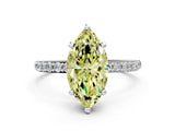 White gold Fancy Yellow Marquise Cut Diamond Solitaire Ring with Round  Pavé Band and Prong Setting_78