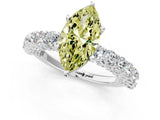White gold Fancy Yellow Marquise Cut Diamond Solitaire Ring with Shared Prong Pavé Band and Four-Prong Setting_46