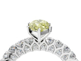 White gold Fancy Yellow Marquise Cut Diamond Solitaire Ring with Shared Prong Pavé Band and Four-Prong Setting_49