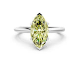 White gold Fancy Yellow Marquise Cut Diamond Solitaire Ring with Six-Prong Setting and Classic Band_35
