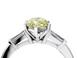 White gold Fancy Yellow Marquise  Cut Diamond Solitaire Ring with Tapered Baguette Accents and Four-Prong Setting_4