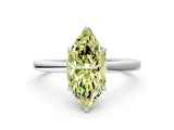 White gold Fancy Yellow Marquise Cut Diamond Solitaire Ring with Thin Band and Prong Setting_28