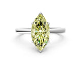 White gold Fancy Yellow Marquise Cut Diamond Solitaire Ring with Thin Band and Prong Setting_34