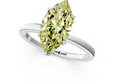 White gold Fancy Yellow Marquise Cut Diamond Solitaire Ring with Thin Band and Prong Setting_35