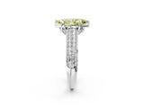 White gold Fancy Yellow Marquise Cut Diamond Solitaire Ring with Three-Row Pavé Band and Four-Prong Setting_31