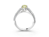 White gold Fancy Yellow Marquise Cut Diamond Solitaire Ring with Three-Row Pavé Band and Four-Prong Setting_32