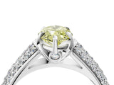 White gold Fancy Yellow Marquise Cut Diamond Solitaire Ring with Three-Row Pavé Band and Four-Prong Setting_33