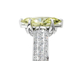 White gold Fancy Yellow Marquise Cut Diamond Solitaire Ring with Three-Row Pavé Band and Four-Prong Setting_34