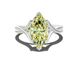 White gold Fancy Yellow Marquise Cut Diamond Solitaire Twist Band Prong Setting Ring_79