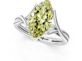 White gold Fancy Yellow Marquise Cut Diamond Solitaire Twist Band Prong Setting Ring_80