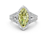White gold Fancy Yellow Marquise Cut Diamond Split Shank Halo Ring with Four-Prong Setting_29