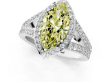 White gold Fancy Yellow Marquise Cut Diamond Split Shank Halo Ring with Four-Prong Setting_30