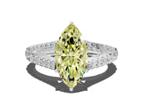 White gold Fancy Yellow Marquise Cut Diamond Split Shank Pavé Engagement Ring with Four-Prong Setting_29