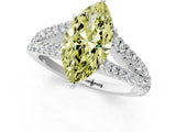 White gold Fancy Yellow Marquise Cut Diamond Split Shank Pavé Engagement Ring with Four-Prong Setting_30
