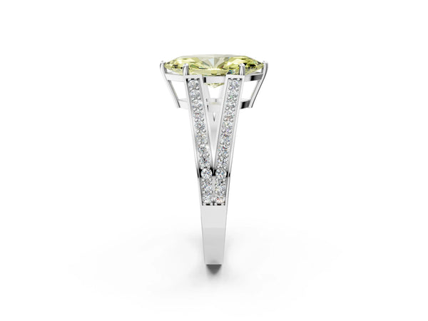 Platinum Marquise Pave Split Shank Engagement Ring Setting for Fancy Yellow Center