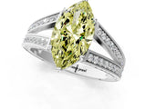 White gold Fancy Yellow Marquise Cut Diamond Split Shank Ring with Pavé Band and Four-Prong Setting_18