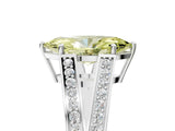 White gold Fancy Yellow Marquise Cut Diamond Split Shank Ring with Pavé Band and Four-Prong Setting_22