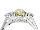 White gold Fancy Yellow Marquise Cut Diamond Three-Stone Engagement Ring with Prong Setting and Pavé Band_4