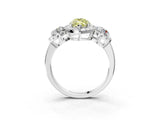 White gold Fancy Yellow Marquise Cut Diamond Three-Stone Halo Ring with Prong Setting and Pavé Accents_3