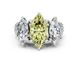 White gold Fancy Yellow Marquise Cut Diamond Three-Stone Ring with Channel Set Band and Four-Prong Setting_41