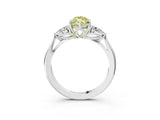 White gold Fancy Yellow Marquise Cut Diamond Three-Stone Ring with Pear  Side Stones and Prong Setting_97
