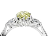 White gold Fancy Yellow Marquise Cut Diamond Three-Stone Ring with Pear  Side Stones and Prong Setting_99