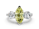 White gold Fancy Yellow Marquise Cut Diamond Three-Stone Ring with Prong Setting and Classic Band_46