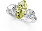 White gold Fancy Yellow Marquise Cut Diamond Three-Stone Ring with Prong Setting and Classic Band_47