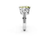 White gold Fancy Yellow Marquise Cut Diamond Three-Stone Ring with Prong Setting and Textured Band_26