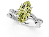 White gold Fancy Yellow Marquise  Cut Diamond Twist Band Solitaire with Prong Setting_1