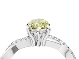 White gold Fancy Yellow Marquise  Cut Diamond Twist Band Solitaire with Prong Setting_4