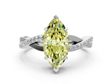 White gold Fancy Yellow Marquise  Cut Diamond Twisted Band Engagement Ring with Prong Setting_3