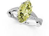 White gold Fancy Yellow Marquise  Cut Diamond Twisted Band Engagement Ring with Prong Setting_4