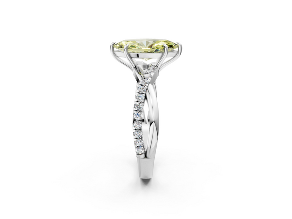 White gold Fancy Yellow Marquise  Cut Diamond Twisted Band with Pavé Setting and Four-Prong Setting