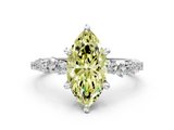 White gold Fancy Yellow Marquise  Cut Diamond Vine Band with Four-Prong Setting