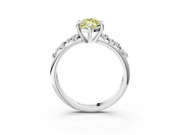 Platinum Fancy Yellow Marquise  Cut Diamond Vine Band with Four-Prong Setting